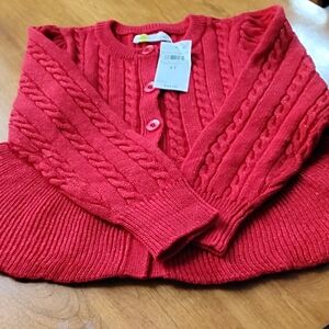 Epic Threads Red Cable Knit Button-Front Cardigan With Flare Bottom